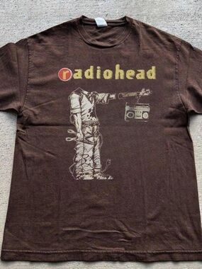 Radiohead Brown Graphic Tee Faded Rock T-Shirt